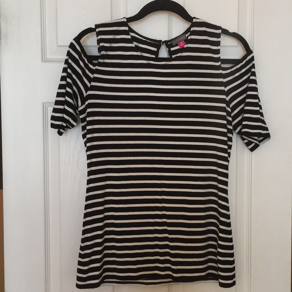 Vince Camuto Cold Shoulder Striped Top